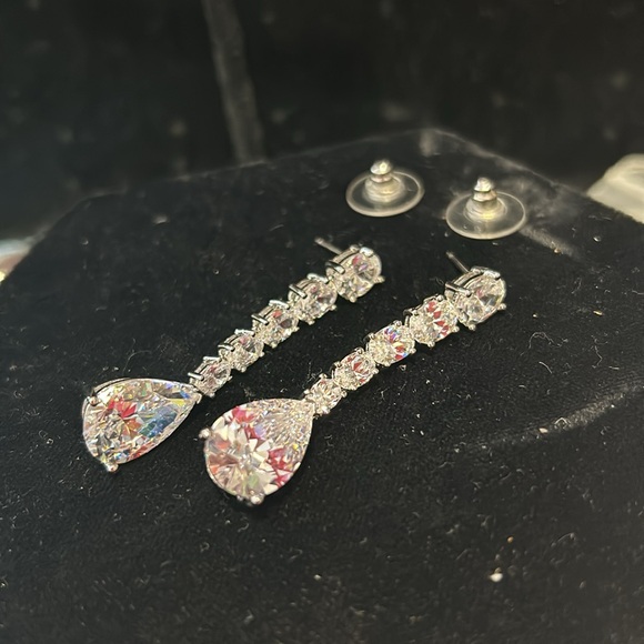 Glamorous Cubic Zirconia Pear Cut Drop Earrings-Boutique - Picture 6 of 11